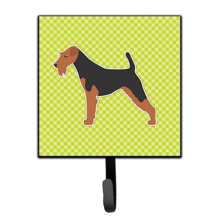 Carolines Treasures Welsh Terrier Checkerboard Green Leash or Key Holder BB3785SH4